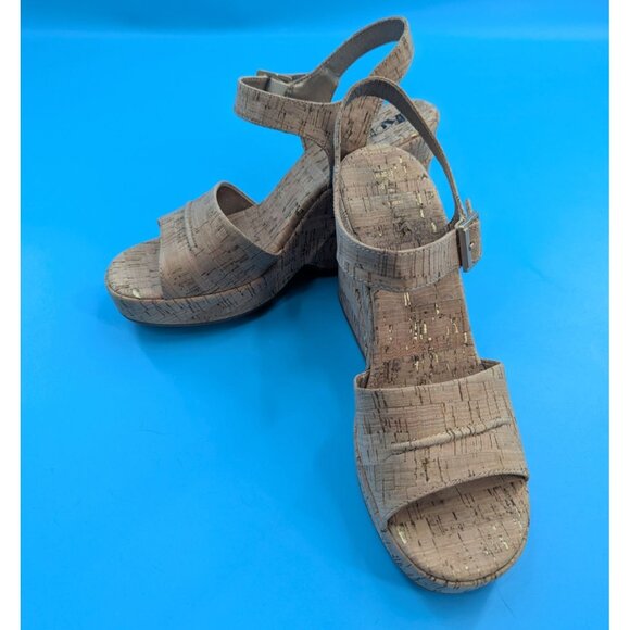 Korks Bardot II Sandal Size 10 Block Heel Platform Retro Cork Brown Vegan NEW - Picture 5 of 8